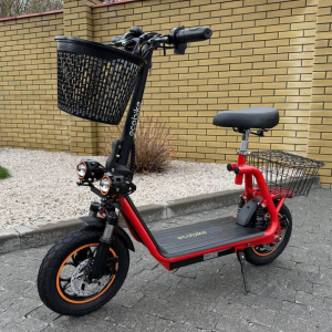 Електросамокат ECOBIKE Zen U12 Pro Red 800W 15AH  з сидінням та посиленою корзиною