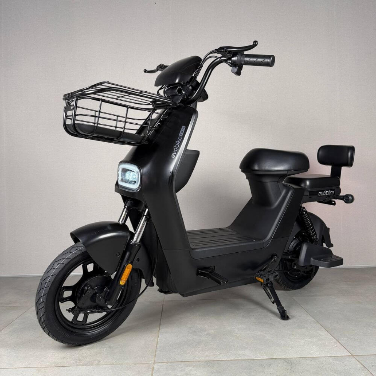 Електровелосипед EVOBIKE YOTA 800W 48V 20Ah, двомісний 14", з подвійною амортизацією, кошиком, чорний, Фото 1