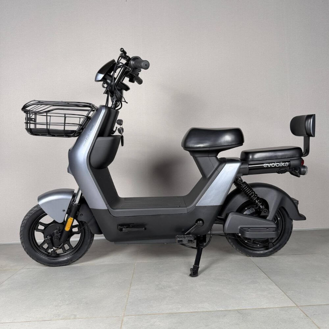 Електровелосипед EVOBIKE YOTA 800W 48V 20Ah, двомісний 14", з подвійною амортизацією, кошиком, сірий, Фото 5