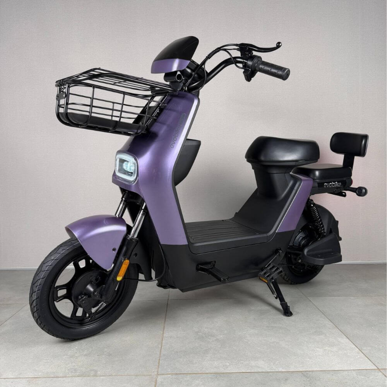 Електровелосипед EVOBIKE YOTA 800W 48V 20Ah, двомісний 14", з подвійною амортизацією, кошиком, фіолетовий, Фото 1