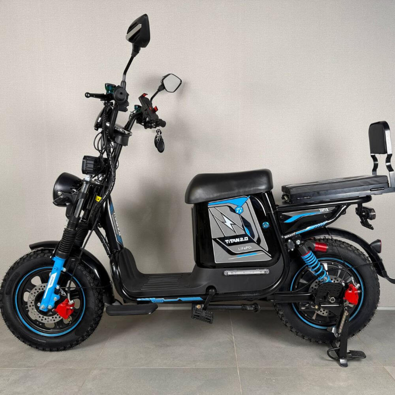 Електровелосипед Minako Titan 2.0 1500W 60V LiFePO4 — 16", задній привід, гідравлічні гальма, синій, Фото 2