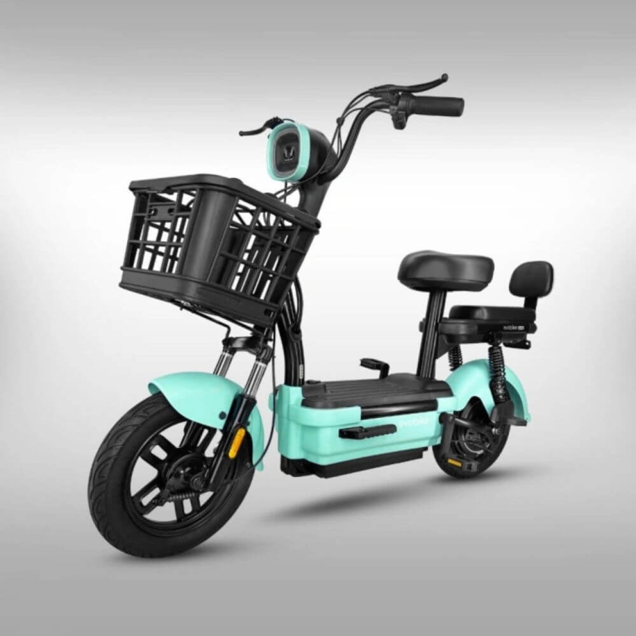 Електровелосипед EVOBIKE Nova PRO 600W 48V 20Ah з амортизацією та колесами 14″ бірюзовий, Фото 1
