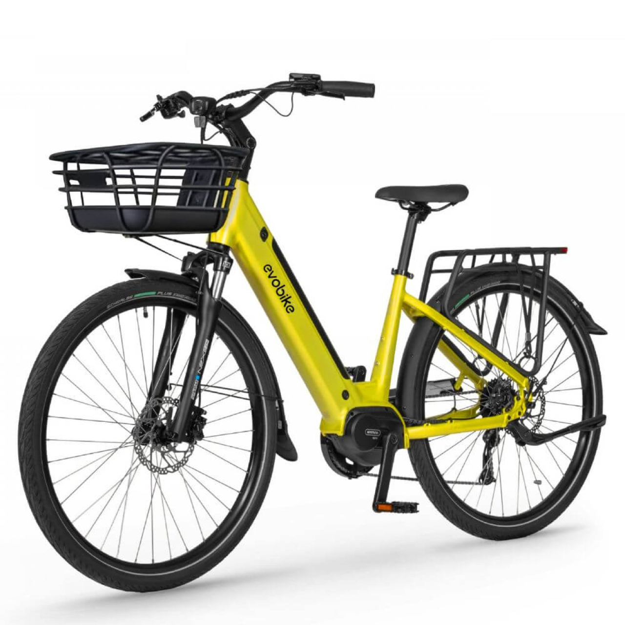 EVOBIKE Vivo N1 600W 48V 13Ah — электровелосипед 26" с LED-дисплеем и корзиной, жёлтого цвета, Фото 6