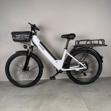 EVOBIKE Vivo N1 600W 48V 13Ah — электровелосипед 26" с LED-дисплеем и корзиной, белого цвета, Фото 1