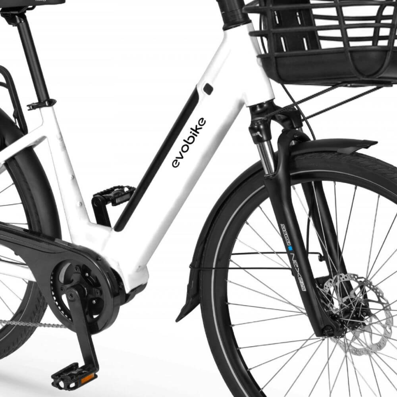 EVOBIKE Vivo N1 600W 48V 13Ah — электровелосипед 26" с LED-дисплеем и корзиной, белого цвета, Фото 5