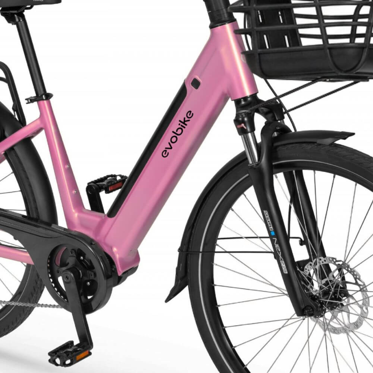EVOBIKE Vivo N1 600W 48V 13Ah — электровелосипед 26" с LED-дисплеем и корзиной, розового цвета, Фото 2