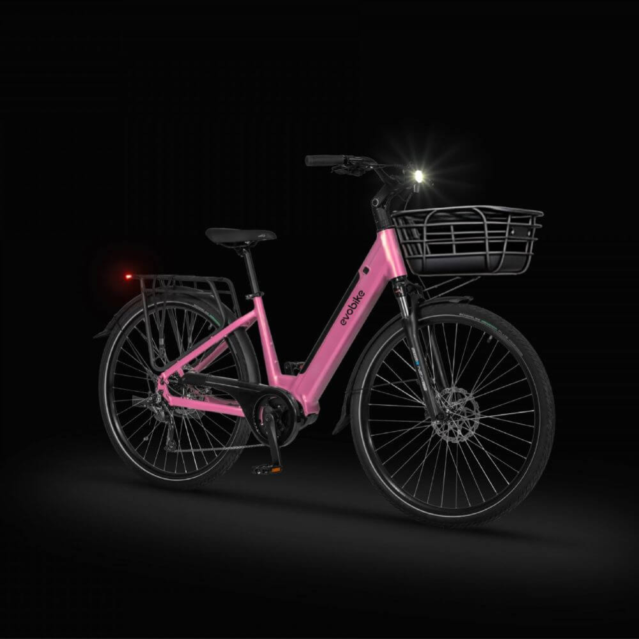 EVOBIKE Vivo N1 600W 48V 13Ah — электровелосипед 26" с LED-дисплеем и корзиной, розового цвета, Фото 6
