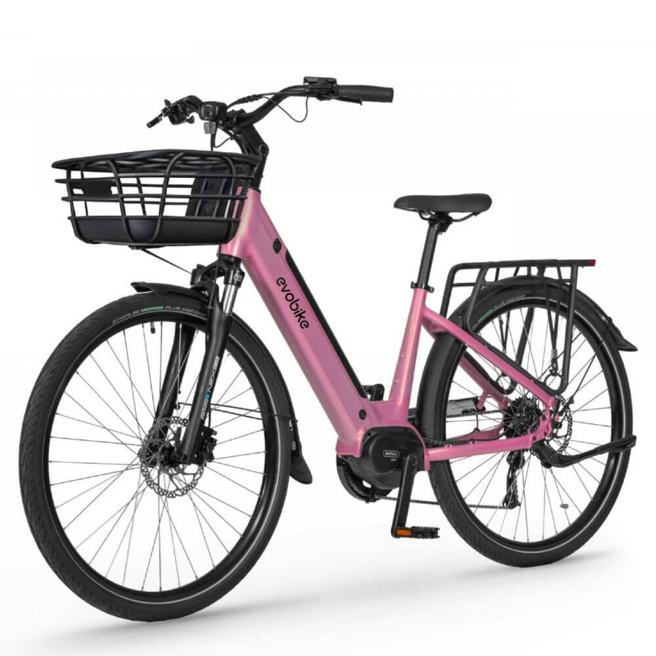 EVOBIKE Vivo N1 600W 48V 13Ah — электровелосипед 26" с LED-дисплеем и корзиной, розового цвета, Фото 1