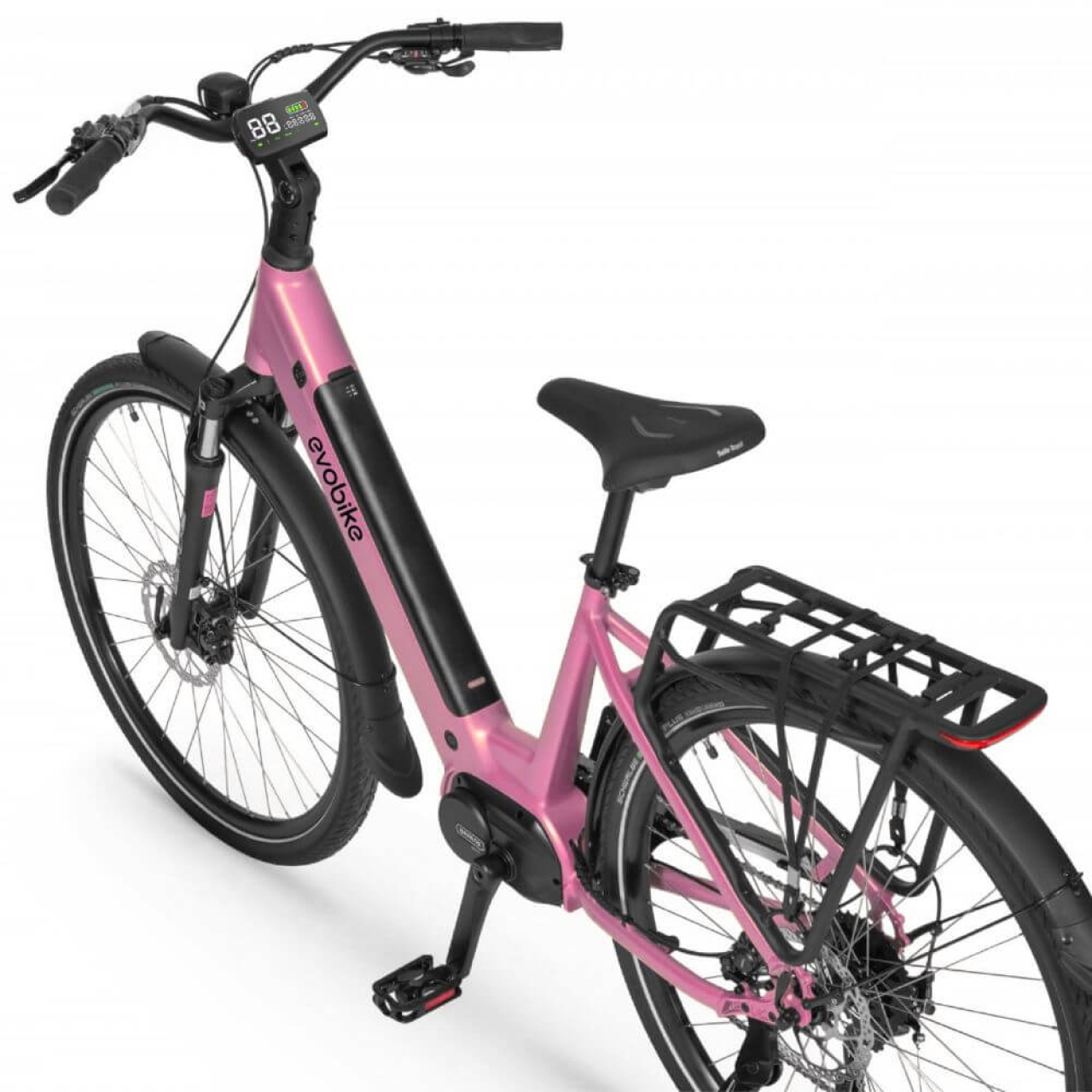 EVOBIKE Vivo N1 600W 48V 13Ah — электровелосипед 26" с LED-дисплеем и корзиной, розового цвета, Фото 7