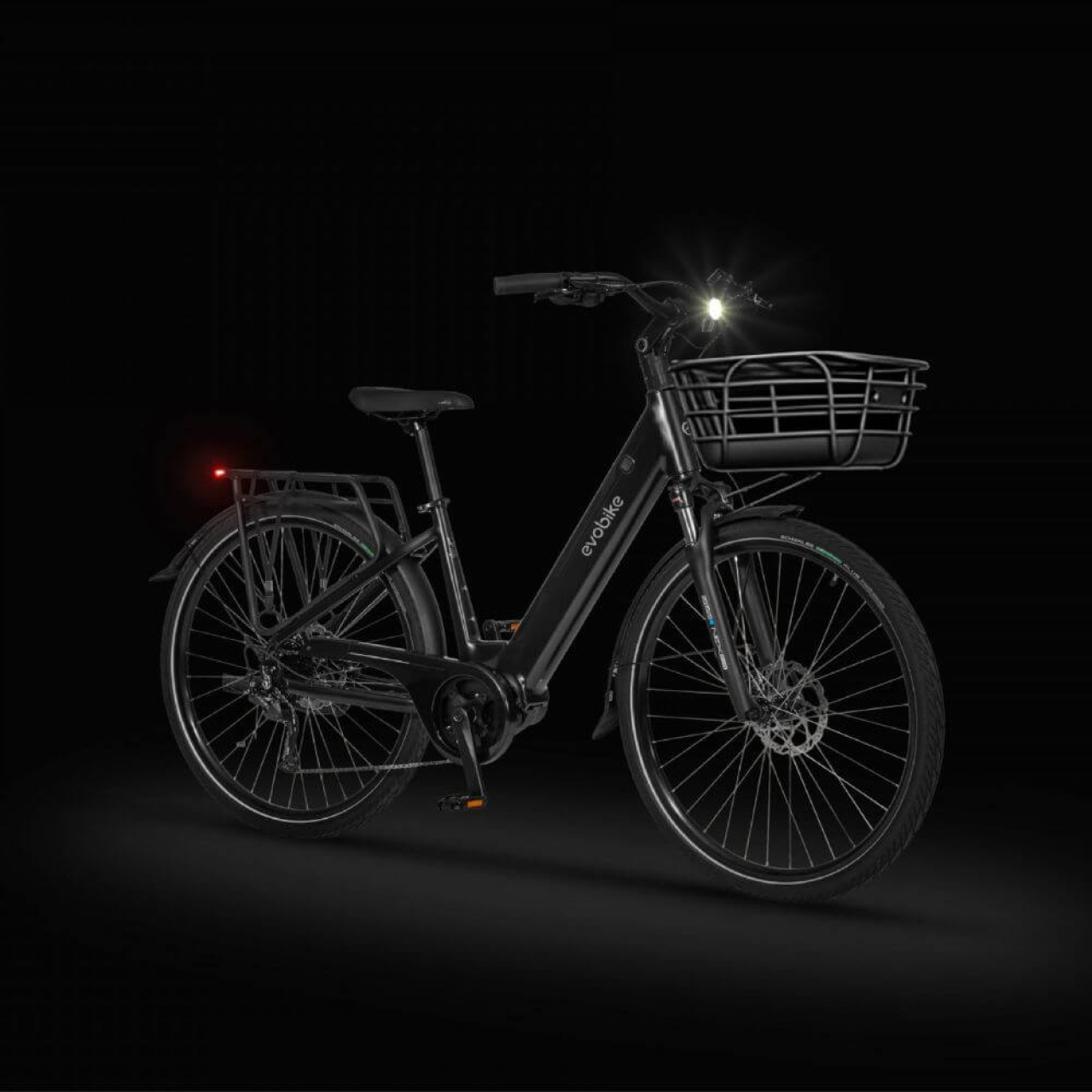 EVOBIKE Vivo N1 600W 48V 13Ah — электровелосипед 26" с LED-дисплеем и корзиной, чёрного цвета, Фото 2