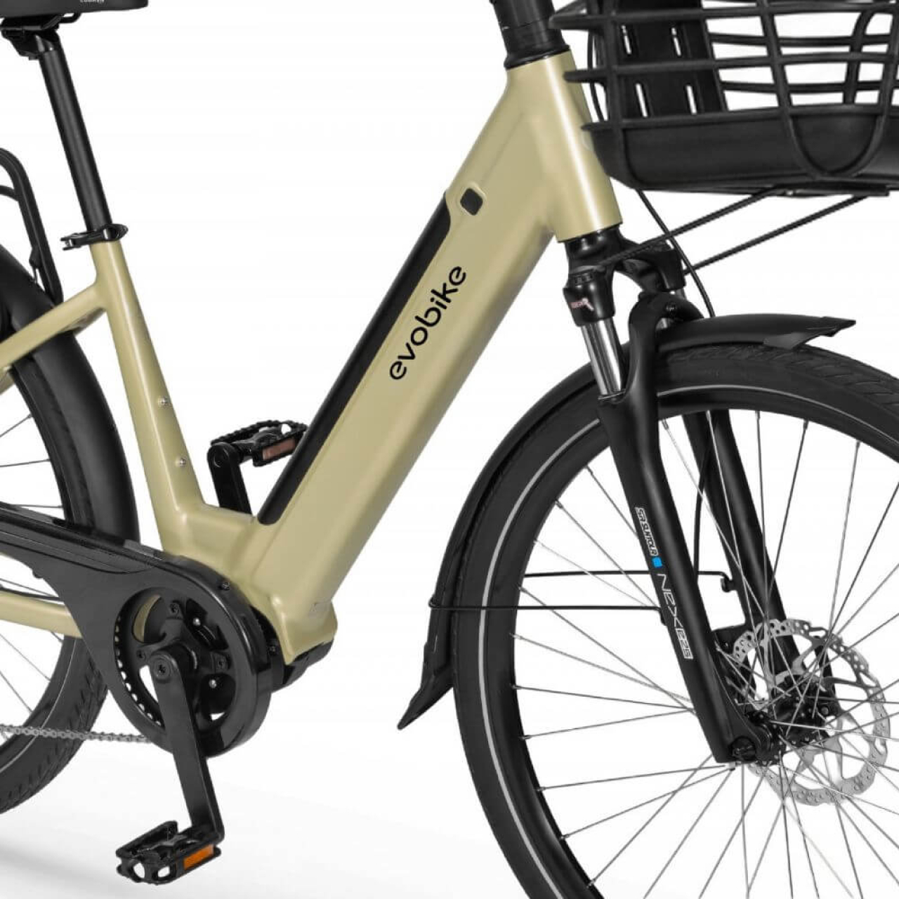 EVOBIKE Vivo N1 600W 48V 13Ah — электровелосипед 26" с LED-дисплеем и корзиной, бежевого цвета (капучино), Фото 3