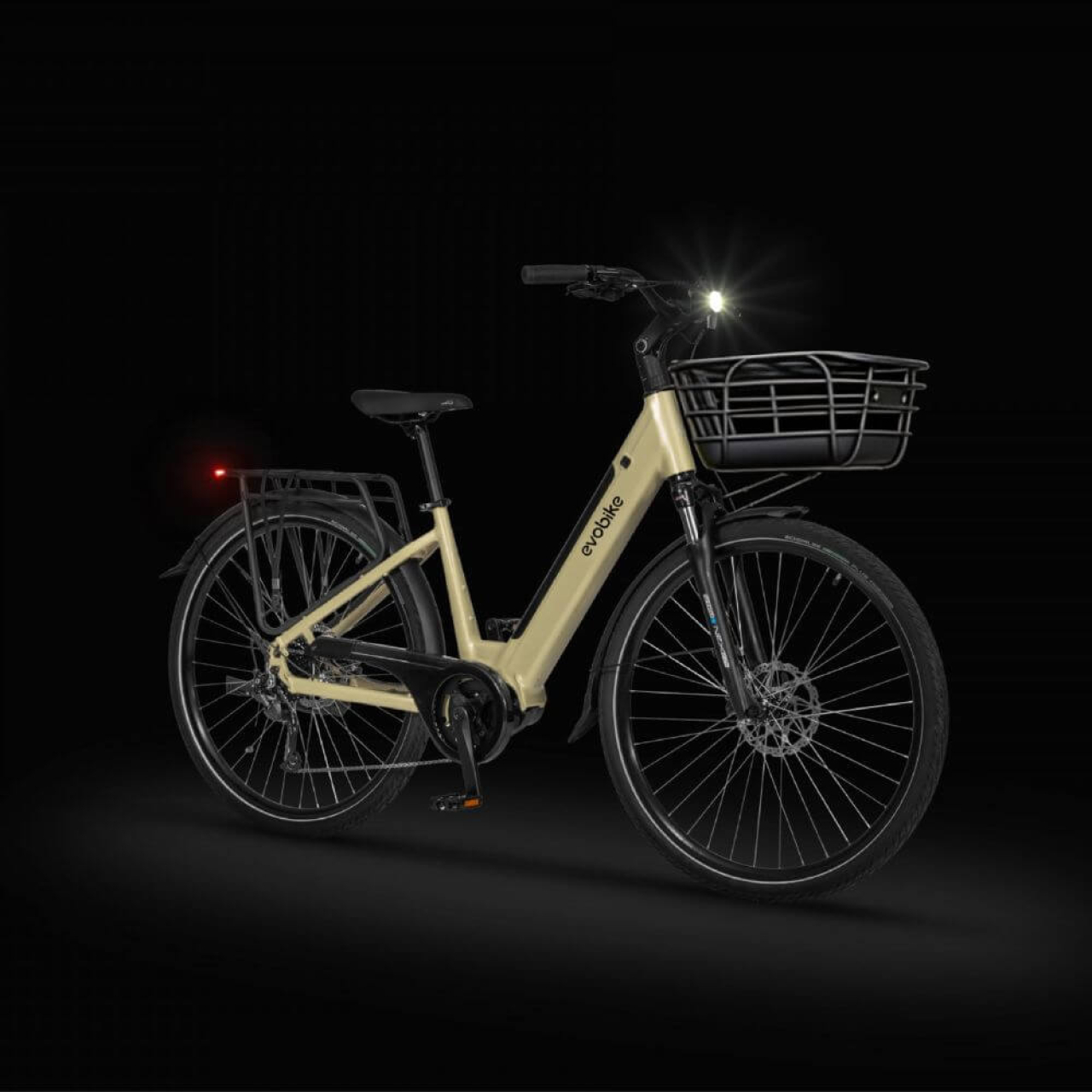 EVOBIKE Vivo N1 600W 48V 13Ah — электровелосипед 26" с LED-дисплеем и корзиной, бежевого цвета (капучино), Фото 6