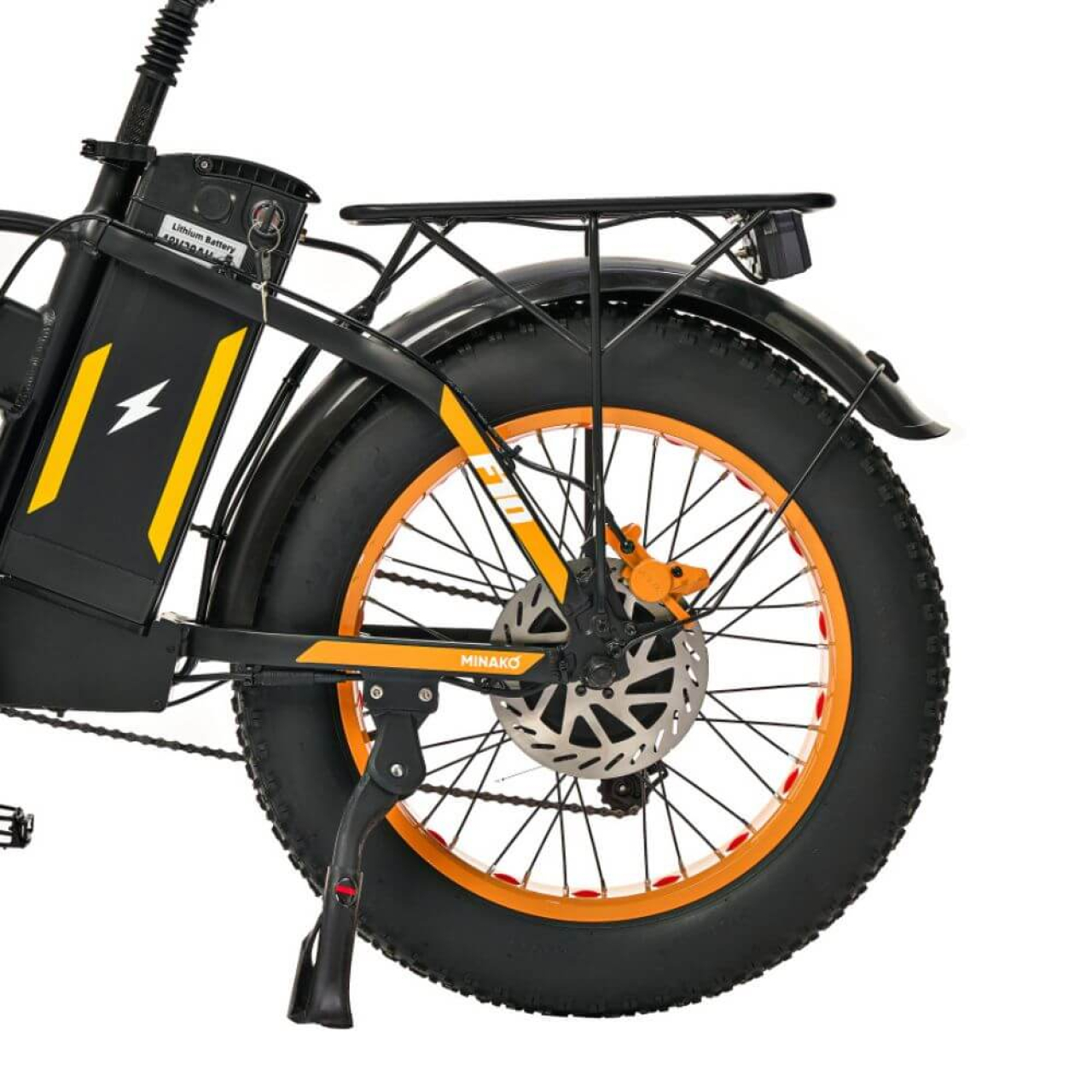 MINAKO F10 Max 1200W 48V 30Ah — складаний електровелосипед з широкими шинами 20×4 жовтий, Фото 4